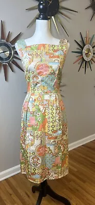 Vintage 1960s Handmade Dress Mod/Psychadelic Print Pastels XS/S • $36.90