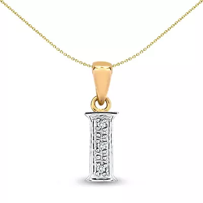 9ct Gold Mersham Jewels Diamond Identity Initial ID Charm Pendant Letter I • £87.99