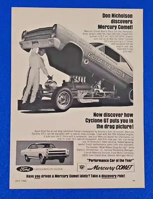 1966 Mercury Comet Race Car Don Nicholson 427 Cid Sohc Original Print Ad Lot S24 • $14.99