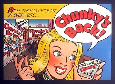 1985 Chunky Candy Bar Art  Woman Screaming Chunky's Back!  Vintage Print Ad • $9.99