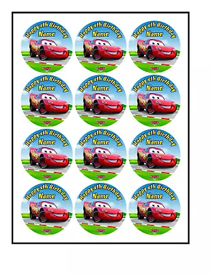 Personalised Edible Toppers For Cupcakes - Lightning McQueen Cars Themed • £3.50