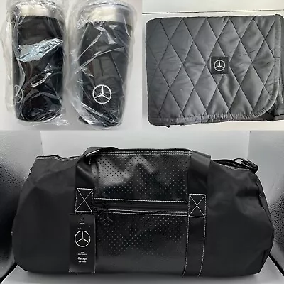 Mercedes Benz Set Black Logo Weekender Duffle Gym Bag Blanket 2 Travel Mugs • $184.99