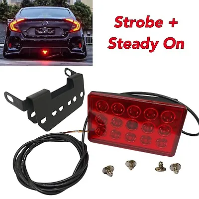 Strobe Red 15 LED Lamp Rectangle #B Rear Bumper Tail 3rd Brake Light MMS JP • $36.20