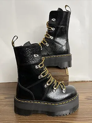 Dr. Martens Ghilana Max Distressed Patent Leather Grunge Platform Boots ￼Size 6 • $139.99