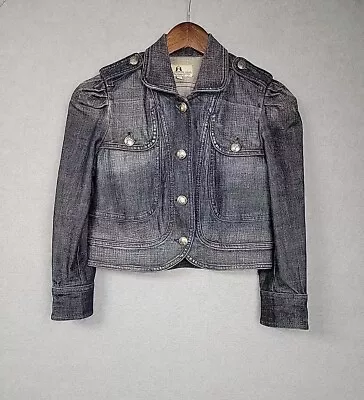 Juicy Couture Vntg 90s Y2K Womens Denim Jacket Size Medium Blue Dark Wash USA • $34.88