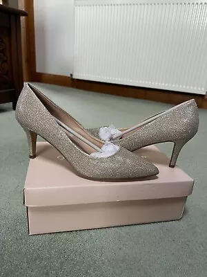 Paradox London - “Pink” Ladies Evening Shoes - Champagne Glitter Mesh - Low Heel • £35