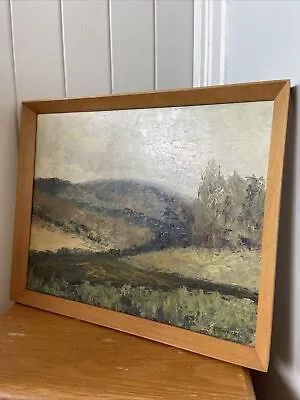 Vintage Original Oil On Board Mid Century Landscape Hills Trees Nature 54x44cm • £79