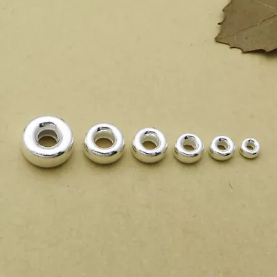 925 Sterling Silver Donut Bead Pony Tire Bracelet Spacer 3mm 4mm 5mm 6mm 7mm 8mm • $6.70