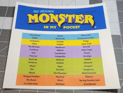 Monster In My Pocket - Monster Mountain Reproduction Sticker Sheet MIMP Stickers • $15