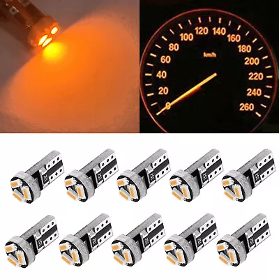 10PCS T5 Yellow 3 SMD 5630 LED Instrument Panel Dash Light Bulb 74 17 37 70 2721 • $9.56