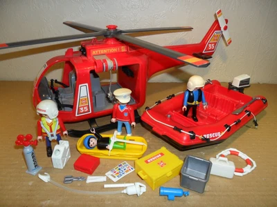 £9.99 • Buy PLAYMOBIL RESCUE HELICOPTER (Air Ambulance,Figures+Accessories,Boat)
