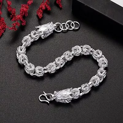 925 Sterling Silver Fine Dragon Head Bracelets For Man Women Jewelry Wedding • $2.86