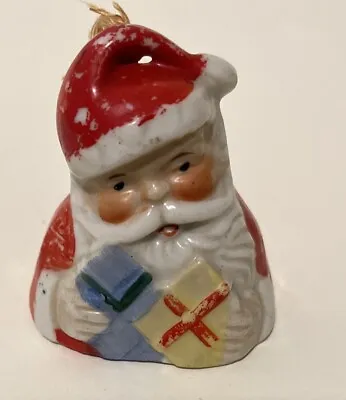 Vintage 2” Porcelain Santa Bell Ornament Marked Japan • $12