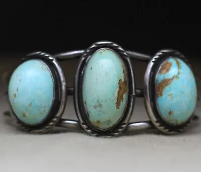 Vintage Native American Navajo Turquoise Sterling Silver Cuff Bracelet  • $292.50