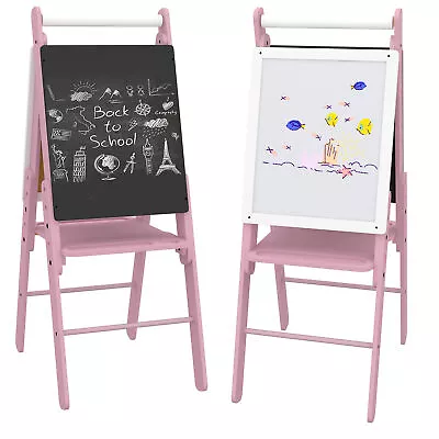 AIYAPLAY Three-in-One Easel For Kids With Paper Roll Adjustable Height - Pink • £41.99