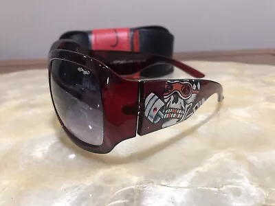 Ed Hardy Red Vintage Tattoo Wear Sunglasses + Case EHS014 62 20 124 • $467.10