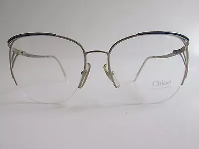 CHLOE Lunettes 111-846 Rare Vintage Blue Semi-Rimless Eyeglasses  FRANCE  • $72