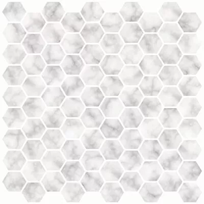 In Home InHome NH2359 Hexagon Marble Peel Stick Backsplash Tiles White & Off-... • $18.75