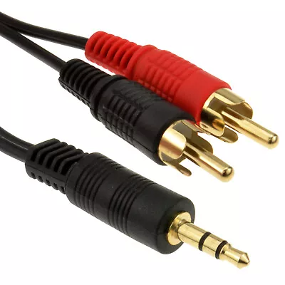 3.5mm Stereo Jack To 2 RCA Phono Mono Left/Right Plugs Audio Cable Lead GOLD  3m • £3.16