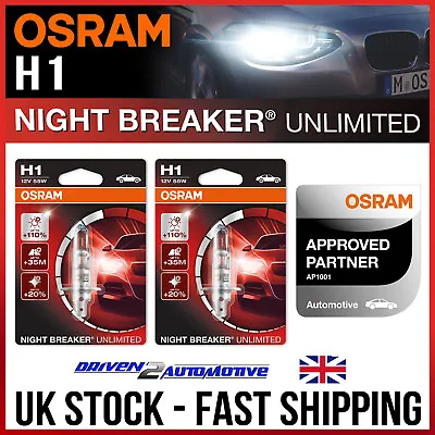 £11.66 • Buy 2x OSRAM Night Breaker UNLIMITED H1 Headlight Bulbs OSRAM APPROVED PARTNER