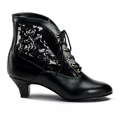 $56.95 • Buy 2  Black Lace Up Victorian Steampunk Low Granny Ankle Boots Booties Shoes