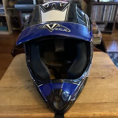 Mojave Vega Motorcycle Helmet Hard Shell Blue Full Face Off Road Racing Size S • $35