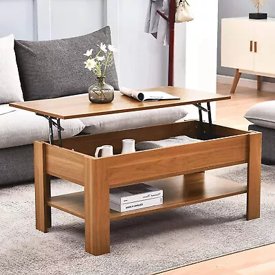 Adjustable Wooden Coffee Table With Storage Lift Top Up Drawer Shelf Living Room • £52.40