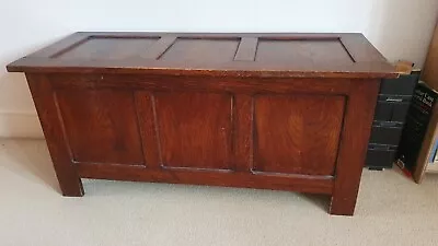 Antique Oak Wooden Panelled Chest / Coffer Blanket Box - 96.5cm X 38cm  • £135