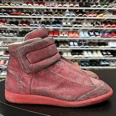 Maison Margiela Future Red Leather High Top Sneakers Italy Mens Size 43 • $300