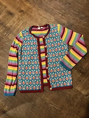 Matilda Jane Rainbow Stripe Floral Whimsical Cardigan Button Up Sweater Girls 14 • $15