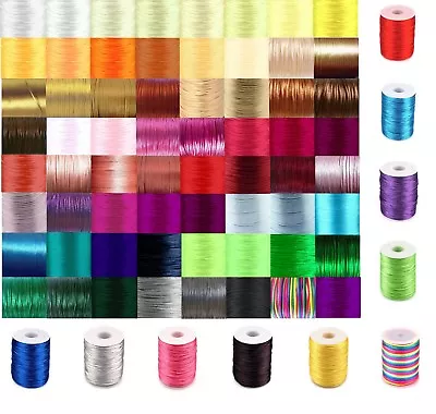 Rattail Cord 2mm Satin Nylon Thread 80 COLOURS Kumihimo Macrame 5 Meters/pack • £1.79