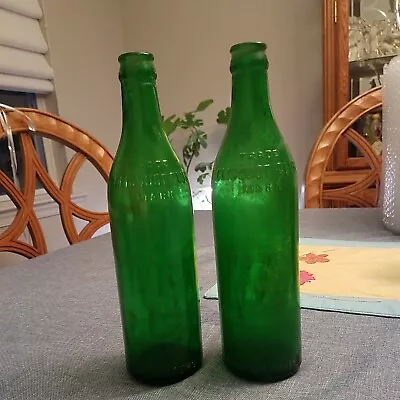 Vintage Clicquot Club Trade Mark Pair Of Emerald Green Glass Bottles • $10.20