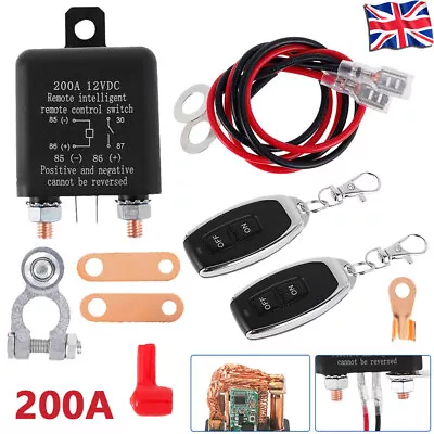 Wireless Dual Remote Car Battery Disconnect Relay Master Kill Cut-off Switch 12V • £14.20