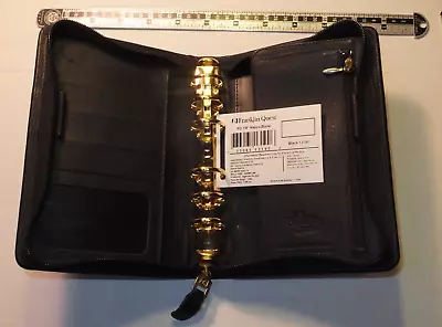 Franklin Covey Quest Full Grain Napa Black Leather Planner 6 Ring 7x5 Zip Binder • $42.95