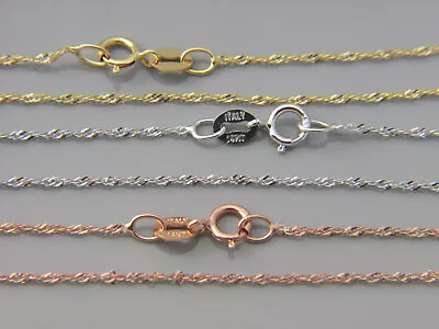 $49.95 • Buy Solid 14k Gold Singapore Rope Chain Necklace Made In Italy All Lengths