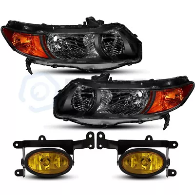 Headlights Assembly With Fog Lights Set Front For 2006-08 Honda Civic 1.8L 2.0L • $129.07