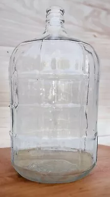 Vintage 5 Gallon Carboy Glass Water Jug Bottle Checkered Embossed Made In Italy • $45