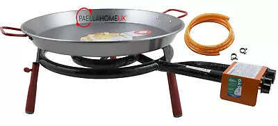 46cm Polished Paella Pan + 40cm 2Ring Gas Burner + Table Top Legs ECO Set    • £95.99