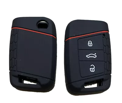 Fit VW Teramont 3 Button Smart Remote Key Fob Silicone Case Cover Black • $4.96