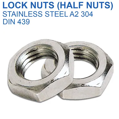£0.99 • Buy M2 M2.5 M3 M4 M5 M6 M8 M10 M12 Half Nuts Thin Half Lock Nut A2 Stainless Din 439