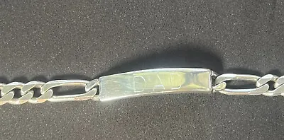 VTG Sterling Silver DAD Monogram Cuban Figaro Link ID Bracelet Fathers Gift 8.25 • $79