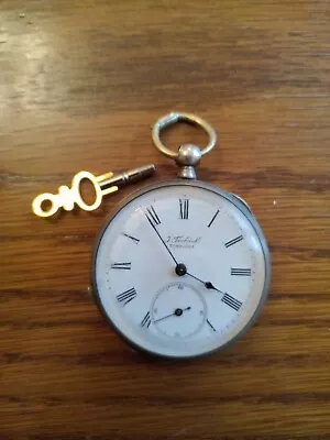 Antique Silver Mechanical Pocket Watch J.Troback WORKING  • £90