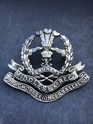 Middlesex Regiment Public Works Pioneer Battalion Officers Cap Badge. Firmin • £185