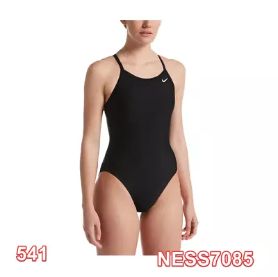 Nike Solid Racerback One Piece Swimsuit Swim Wear Black Size 6+14 • $39.20