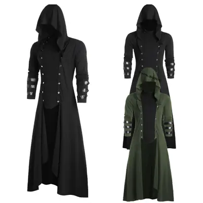 Medieval Men Long Steampunk Cloak Trench Vampire Wizard Halloween • $66.99