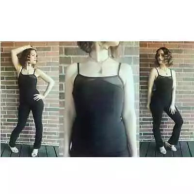 Vintage 90s Black SHEER MESH CATSUIT Sexy Bandage Jumpsuit Bodycon Onepiece • $55