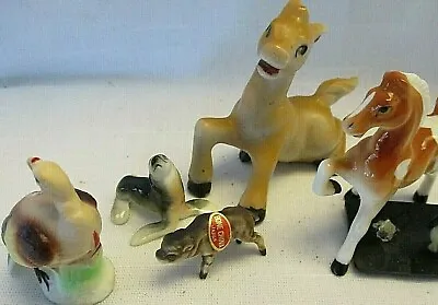 Lot Vtg Animal Figurines 6 Japan Bone China Horse Buffalo Seal Turkey Mix • $25