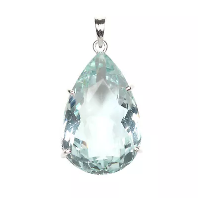 Amazing 135ct Pear Cut Blue Aquamarine Gemstone Pendant In 925 Sterling Silver • $36.80