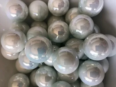 10 X PEARL WHITE 22mm MARBLES Traditional Children's Game/Collectable • £3.25