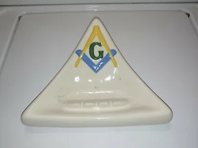 RARE Vintage Freemason Free Masonry Masonic Promotional Logo Ceramic Ashtray • $40